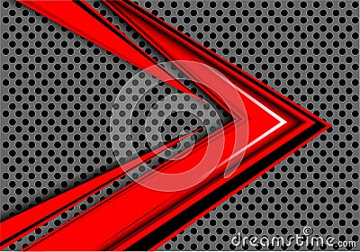 Abstract red arrow speed overlap on gray circle mesh design modern futuristic background vector. Vector Illustration