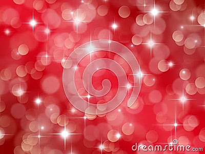 Abstract red background with boke and stars Stock Photo