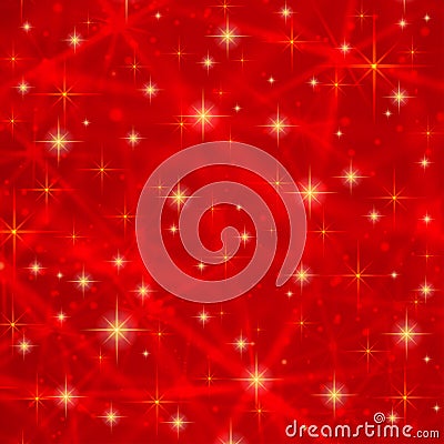 Abstract red background with sparkling twinkling stars. Cosmic shiny galaxy (atmosphere). Holiday blank texture for Christmas Vector Illustration