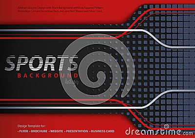 Abstract Red-Black Background in Sport Design Style Vector Illustration