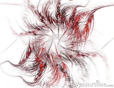 Abstract Red and Black Spiral on White Stock Photo