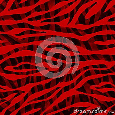 Abstract red and black zebra striped textured seamless pattern background Stock Photo