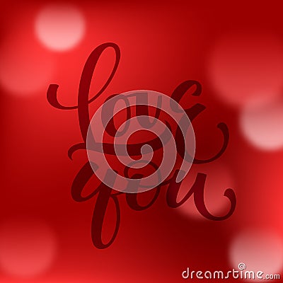 Abstract red bokeh background with Love you calligraphy Stock Photo