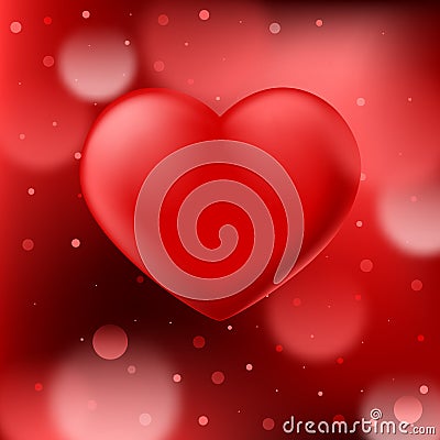 Abstract red bokeh background with smooth realistic heart Stock Photo