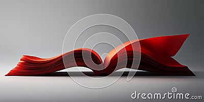 Abstract Red Book Pages Open Design Elegant Background Red art wave fold soft paper curve shape Stock Photo