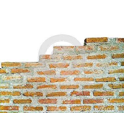 Abstract red brick block wall texture with plaster. Stock Photo
