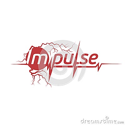 abstract red color cardiogram on the white background logo. Pulse logotype. Medical icon. Sport equipment Vector Illustration