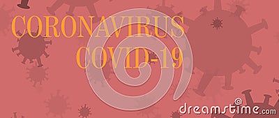 Abstract red coronavirus banner design with orange text Cartoon Illustration