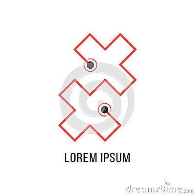 Abstract red cross icon Vector Illustration