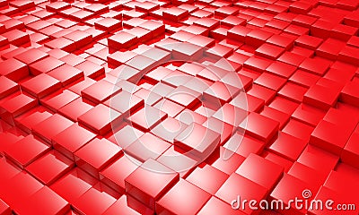 Abstract Red Cube Blocks Background 3d render Stock Photo