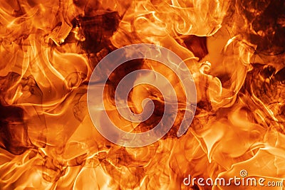 Abstract red fire natural texture with flames. Beautiful dangerous firestorm abstract background Stock Photo