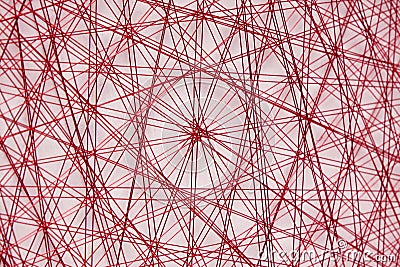 Abstract red geometric lines - String art Stock Photo
