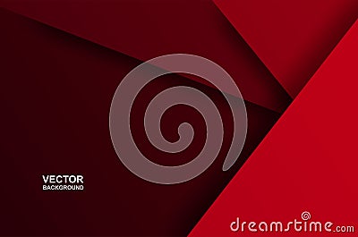 Abstract. Red geometric shape overlap background. paper art style ,light and shadow. vector Vector Illustration
