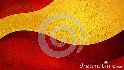 Abstract red and gold background with curved shapes with copyspace Stock Photo