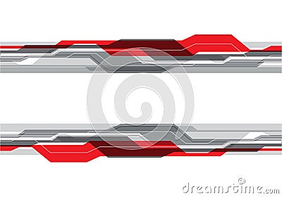 Abstract red gray line futuristic technology on white design modern background vector Vector Illustration