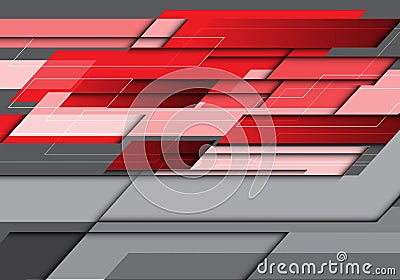 Abstract red gray overlap technology futuristic background vector Vector Illustration