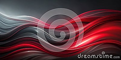 Abstract red and gray swirling wave background design for presentations and webpages. Generative AI Stock Photo