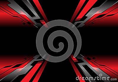 Abstract red grey circuit zoom black technology design modern futuristic background vector Vector Illustration