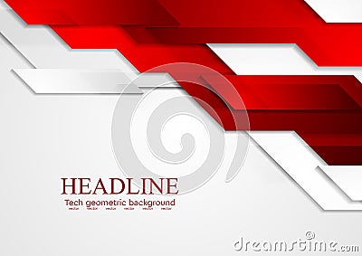 Abstract red grey tech corporate vector background Vector Illustration