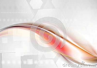Abstract red grey wavy tech background Vector Illustration