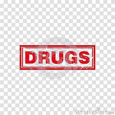Abstract Red Grungy Drugs Stamp Template Vector Vector Illustration