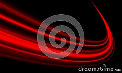 Abstract red light fast speed curve dynamic motion on black background vector Vector Illustration