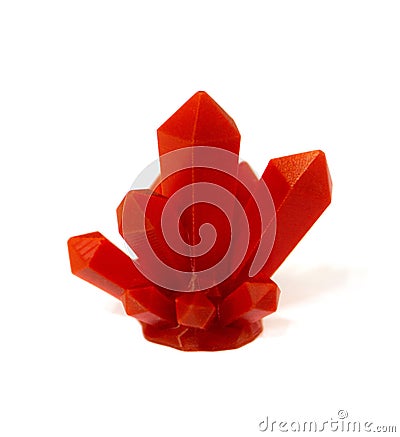 Abstract red model printed on 3d printer close-up. Stock Photo