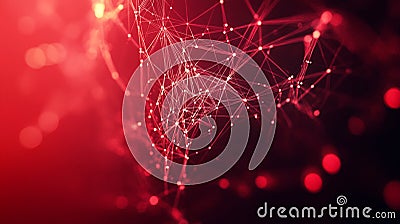 Abstract Red Network Digital Plexus Background Elegant Modern Design Technology Connection Lines Points Art Stock Photo