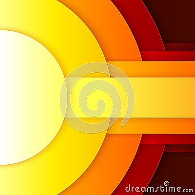Abstract red, orange and yellow paper round shapes Vector Illustration