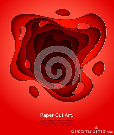 Abstract red paper cutout curvy shapes layered, vector illustration in paper cut style. layout for business card, presentations, Vector Illustration