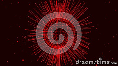 Abstract red plexus technology science on rotating sphere concept Sphere. Stock Photo