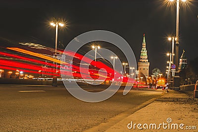 Abstract red rays of light from brake lights Stock Photo