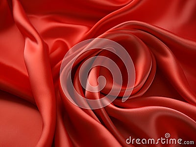 Abstract red silk background. Used for making luxury handbags and decoration. Generative AI. Stock Photo