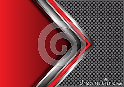 Abstract red silver arrow with blank space on gray circle mesh design modern futuristic background vector Vector Illustration