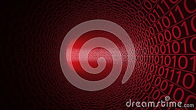 Abstract red tunnel made with zeros and ones. Modern background. Computers, binary data transfer, digital technologies Stock Photo