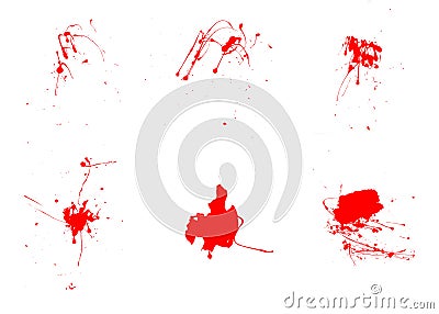 Abstract red watercolor splashes brushes. Set of red brushes Stock Photo