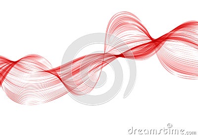 Abstract red wave background. Set of wavy lines in the horizontal plane. Wave made of smoke on white background Vector Illustration