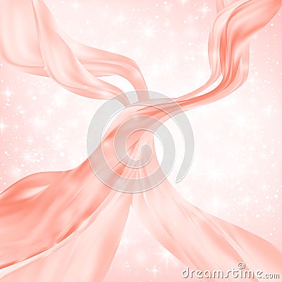 Abstract Red Wave or line flow over white star, snow, sparkle burst background. Vector Illustration. Vector Illustration