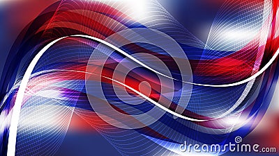 Abstract Red White and Blue Flowing Curves Background Stock Photo