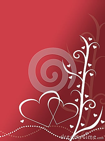 Abstract red and white valentines day card design background illustration with two hearts Cartoon Illustration