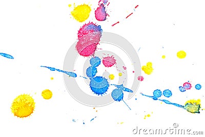 Abstract red yellow blue ink splash Stock Photo