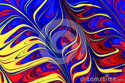 Abstract red, yellow and blue paint swirls Stock Photo