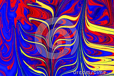 Abstract red, yellow and blue paint swirls Stock Photo