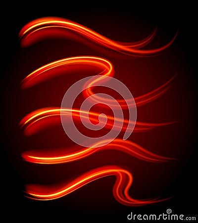 Abstract red yellow gradient curved line smooth burning effect dynamic realistic 3d template vector Vector Illustration