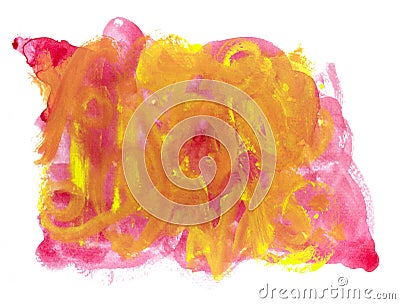 Abstract red and yellow watercolour paint on paper background Stock Photo