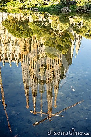 Abstract reflection of the exterior of the famous Familia Sagrada church Editorial Stock Photo
