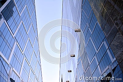 Abstract reflection of modern city glass facades Stock Photo