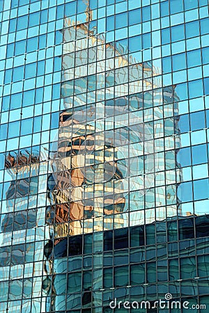 Paris business district confinement office buildings abstract reflections Editorial Stock Photo