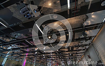 Abstract reflections on a ceiling Stock Photo