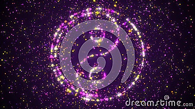 Purple Colorful Shiny Yin And Yang Taoism Symbol Dotted Lines Silhouette With Glitter Sparkle Particles Stock Photo